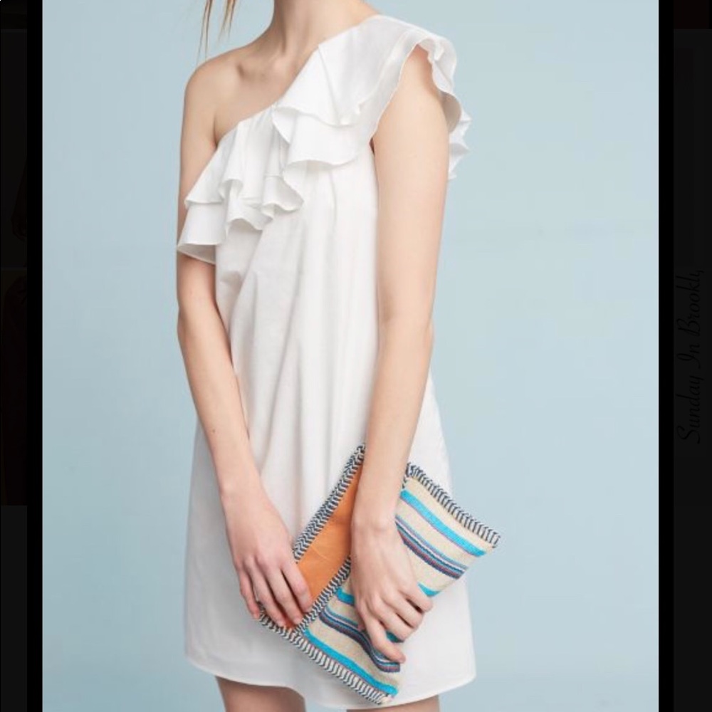 Anthropologie Ruffle One Shoulder Dress
